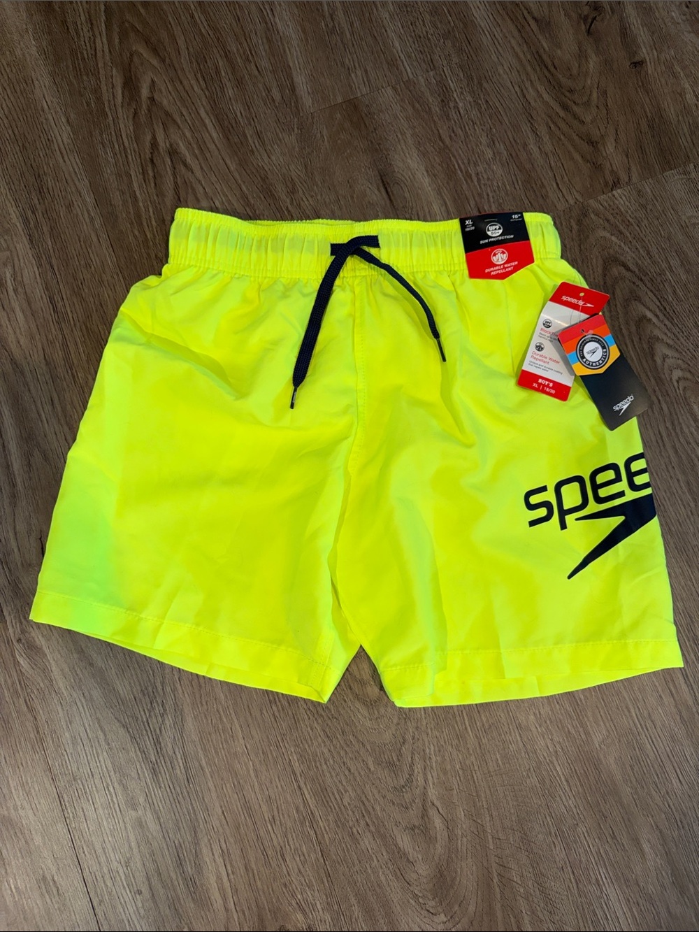 Speedo Neon Yellow Swim Trunks with Black Logo
